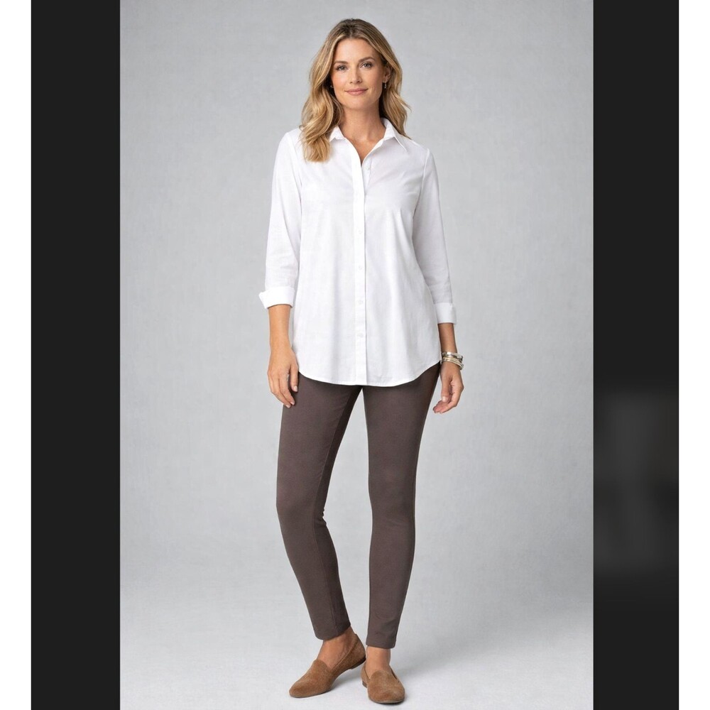 J Jill Ponte Leggings Large Mocha Brown Pull On Stretch Elastic Casual Travel